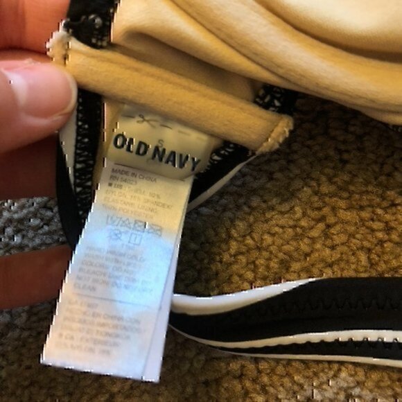 OLD NAVY Black White Stripe Halter Tie Underwire Padded Swim Top Swimwear Small - Picture 7 of 9